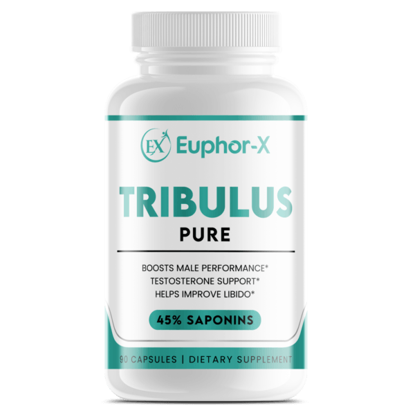 Tribulus Pure supplement bottle showcasing its natural ingredients for boosting testosterone, enhancing libido, and supporting athletic performance.