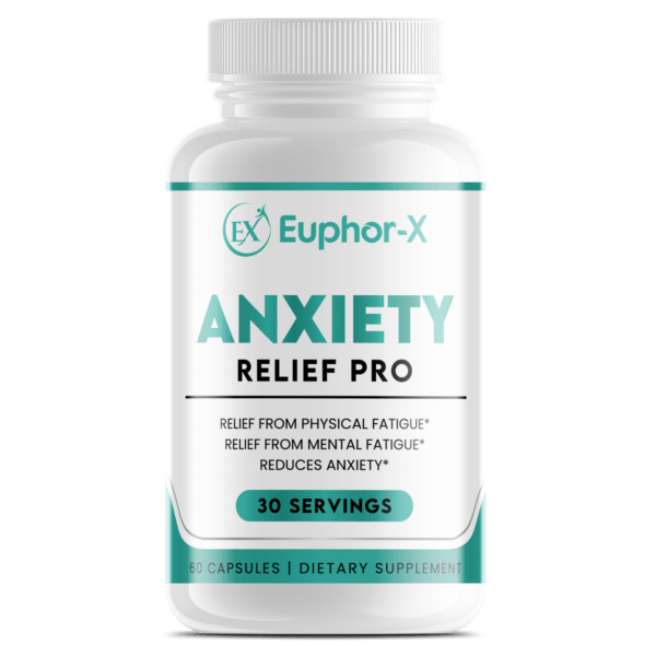 Anxiety Relief Supplement AnxietyRelief Pro bottle showcasing its natural ingredients designed to reduce anxiety, promote better sleep, and enhance mood for overall mental well-being.