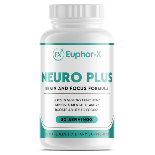 Neuro Plus Brain & Focus supplement bottle, designed to enhance cognitive function, memory, and mental clarity with high-quality ingredients for optimal brain health. Neuro supplement for improved focus and energy.